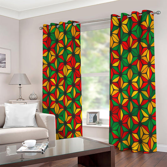 Geometric Reggae Pattern Print Extra Wide Grommet Curtains