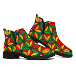 Geometric Reggae Pattern Print Flat Ankle Boots