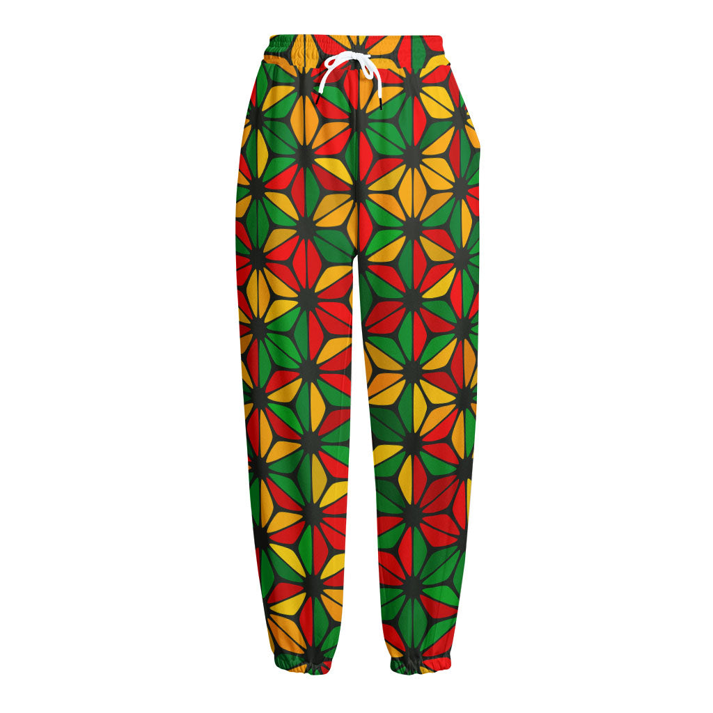 Geometric Reggae Pattern Print Fleece Lined Knit Pants