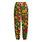 Geometric Reggae Pattern Print Fleece Lined Knit Pants