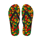Geometric Reggae Pattern Print Flip Flops