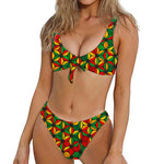 Geometric Reggae Pattern Print Front Bow Tie Bikini