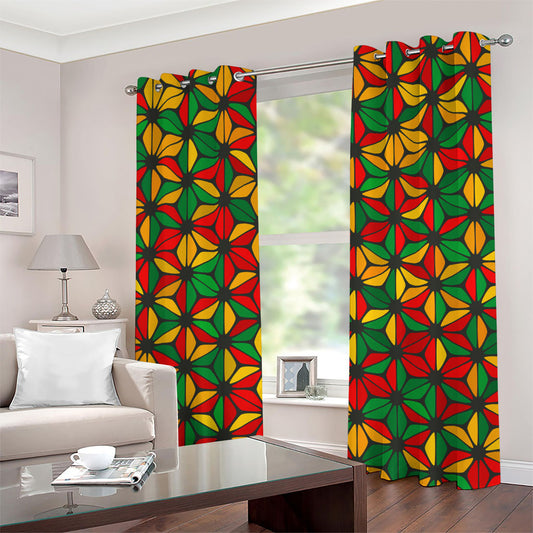 Geometric Reggae Pattern Print Grommet Curtains
