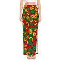 Geometric Reggae Pattern Print High Slit Maxi Skirt