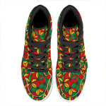 Geometric Reggae Pattern Print High Top Leather Sneakers