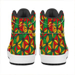 Geometric Reggae Pattern Print High Top Leather Sneakers