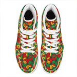 Geometric Reggae Pattern Print High Top Leather Sneakers