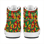 Geometric Reggae Pattern Print High Top Leather Sneakers