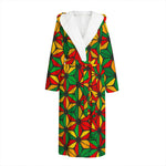 Geometric Reggae Pattern Print Hooded Bathrobe