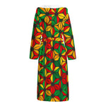 Geometric Reggae Pattern Print Hooded Bathrobe