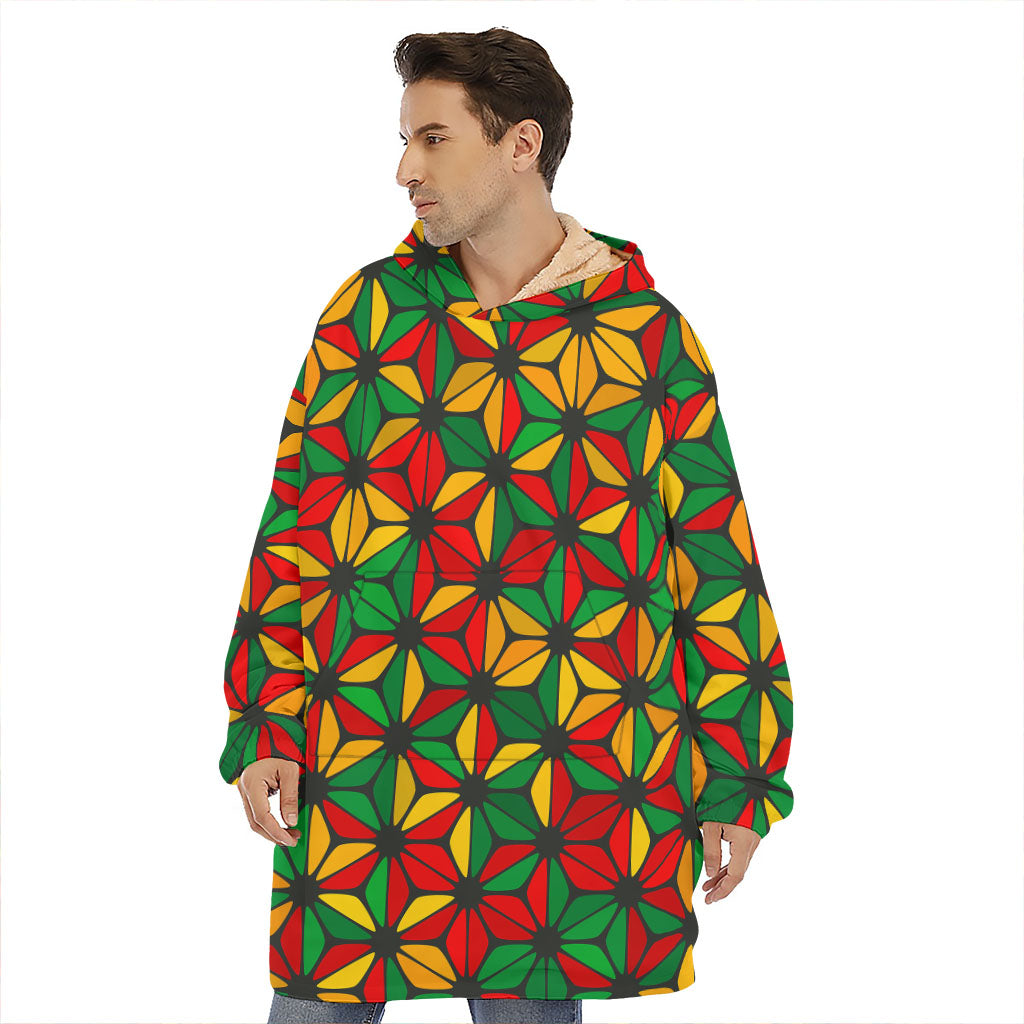 Geometric Reggae Pattern Print Hoodie Blanket