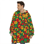 Geometric Reggae Pattern Print Hoodie Blanket