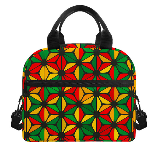 Geometric Reggae Pattern Print Insulated Lunch Bag
