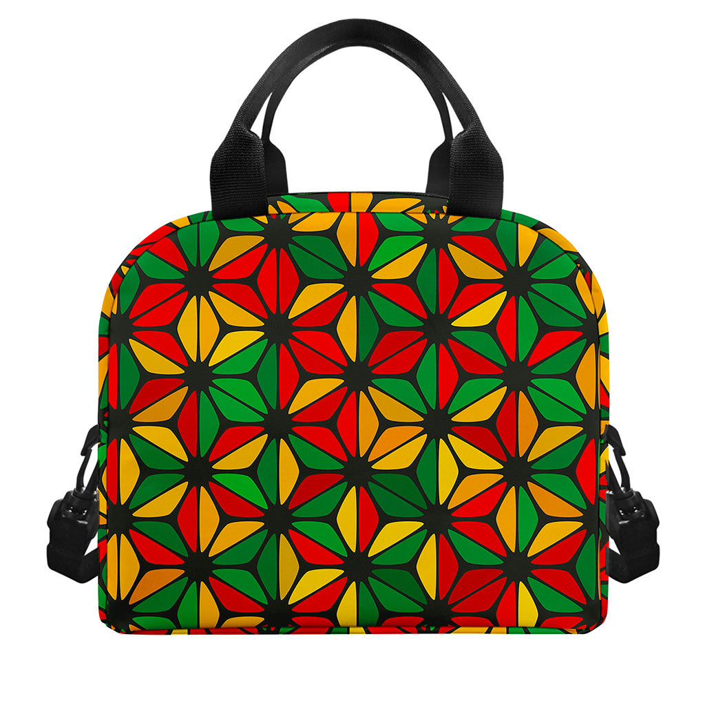Geometric Reggae Pattern Print Insulated Lunch Bag