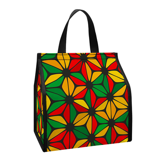 Geometric Reggae Pattern Print Insulated Lunch Tote