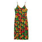 Geometric Reggae Pattern Print Jersey Midi Cami Dress