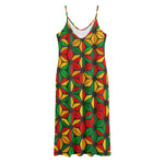 Geometric Reggae Pattern Print Jersey Midi Cami Dress