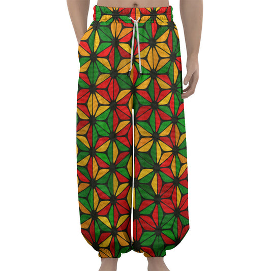 Geometric Reggae Pattern Print Lantern Pants