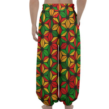 Geometric Reggae Pattern Print Lantern Pants