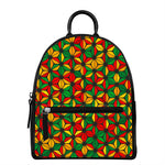 Geometric Reggae Pattern Print Leather Backpack