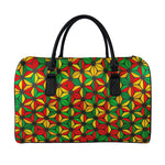 Geometric Reggae Pattern Print Leather Duffle Bag