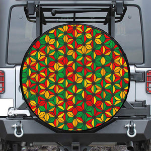 Geometric Reggae Pattern Print Leather Spare Tire Cover