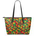 Geometric Reggae Pattern Print Leather Tote Bag With Zipper