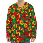 Geometric Reggae Pattern Print Long Sleeve Baseball Jersey