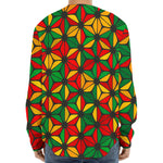 Geometric Reggae Pattern Print Long Sleeve Baseball Jersey