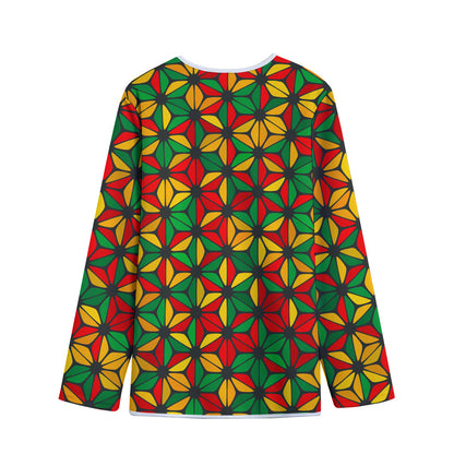 Geometric Reggae Pattern Print Long Sleeve Short Coat