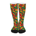 Geometric Reggae Pattern Print Long Socks