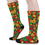 Geometric Reggae Pattern Print Long Socks