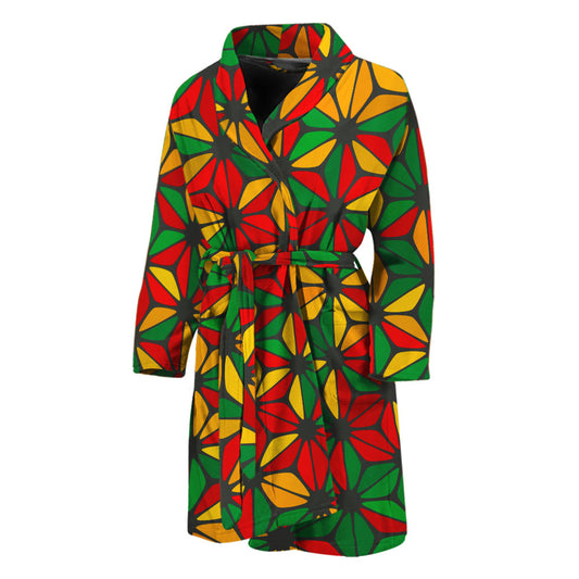 Geometric Reggae Pattern Print Men's Bathrobe