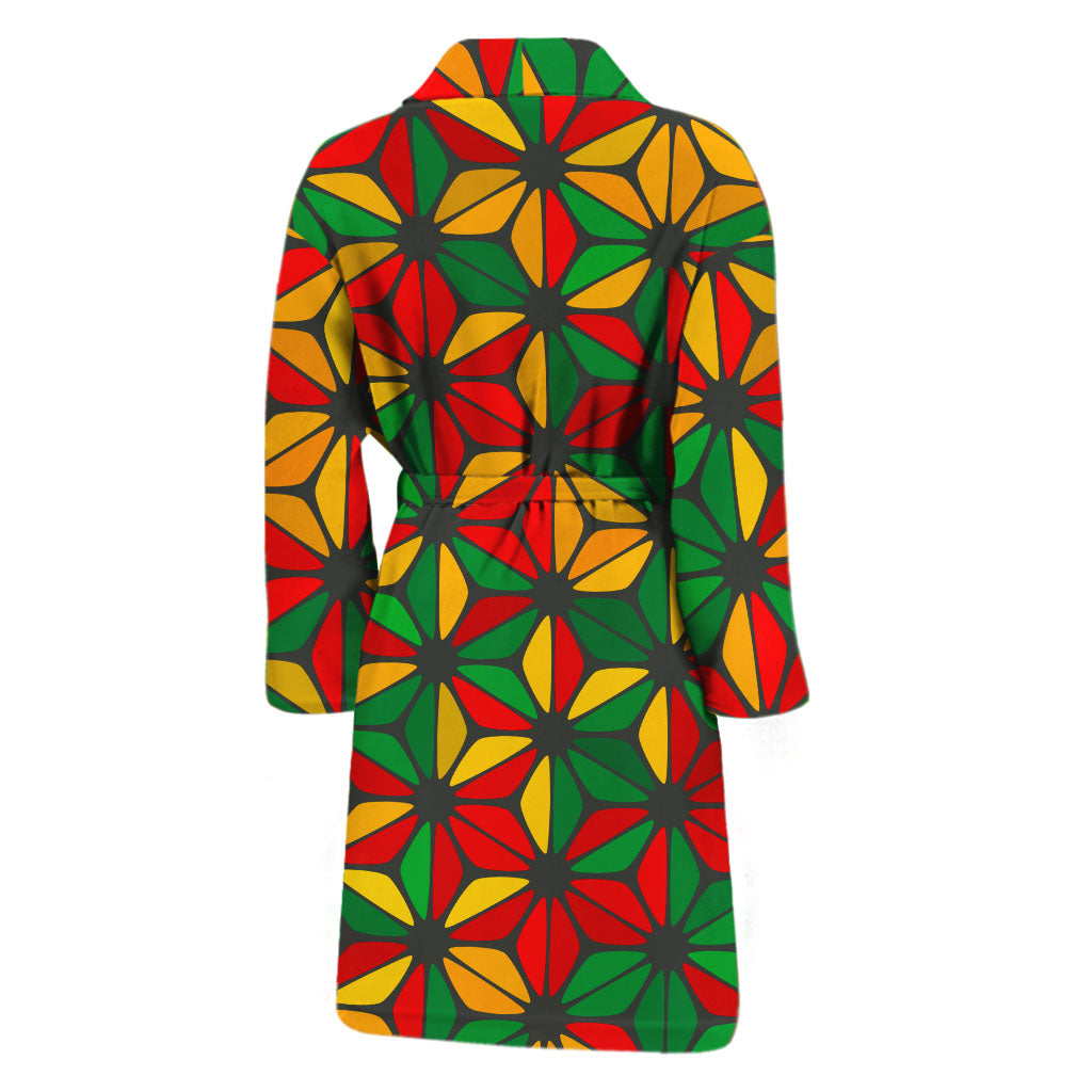Geometric Reggae Pattern Print Men's Bathrobe