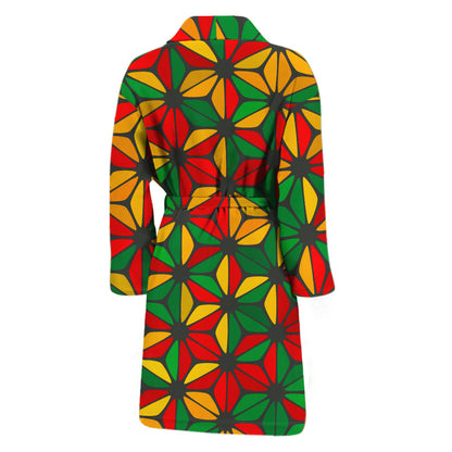 Geometric Reggae Pattern Print Men's Bathrobe