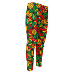 Geometric Reggae Pattern Print Men's Compression Pants