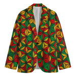 Geometric Reggae Pattern Print Men's Cotton Blazer
