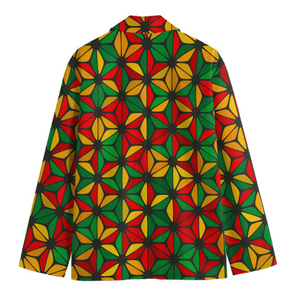 Geometric Reggae Pattern Print Men's Cotton Blazer