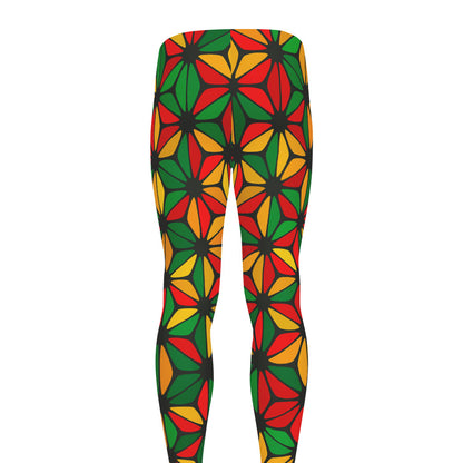 Geometric Reggae Pattern Print Men's leggings