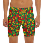 Geometric Reggae Pattern Print Men's Long Boxer Briefs