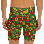 Geometric Reggae Pattern Print Men's Long Boxer Briefs