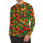 Geometric Reggae Pattern Print Men's Long Sleeve Rash Guard