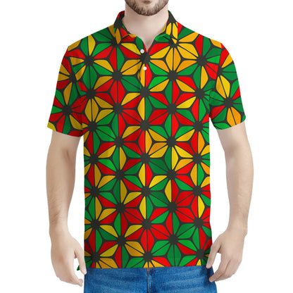 Geometric Reggae Pattern Print Men's Polo Shirt
