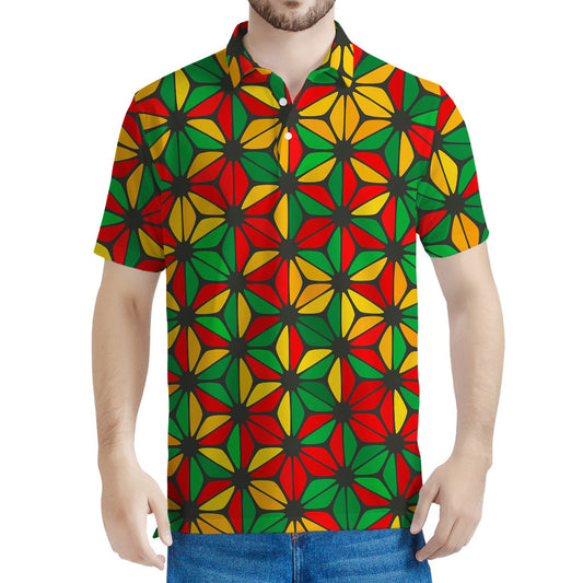 Geometric Reggae Pattern Print Men's Polo Shirt