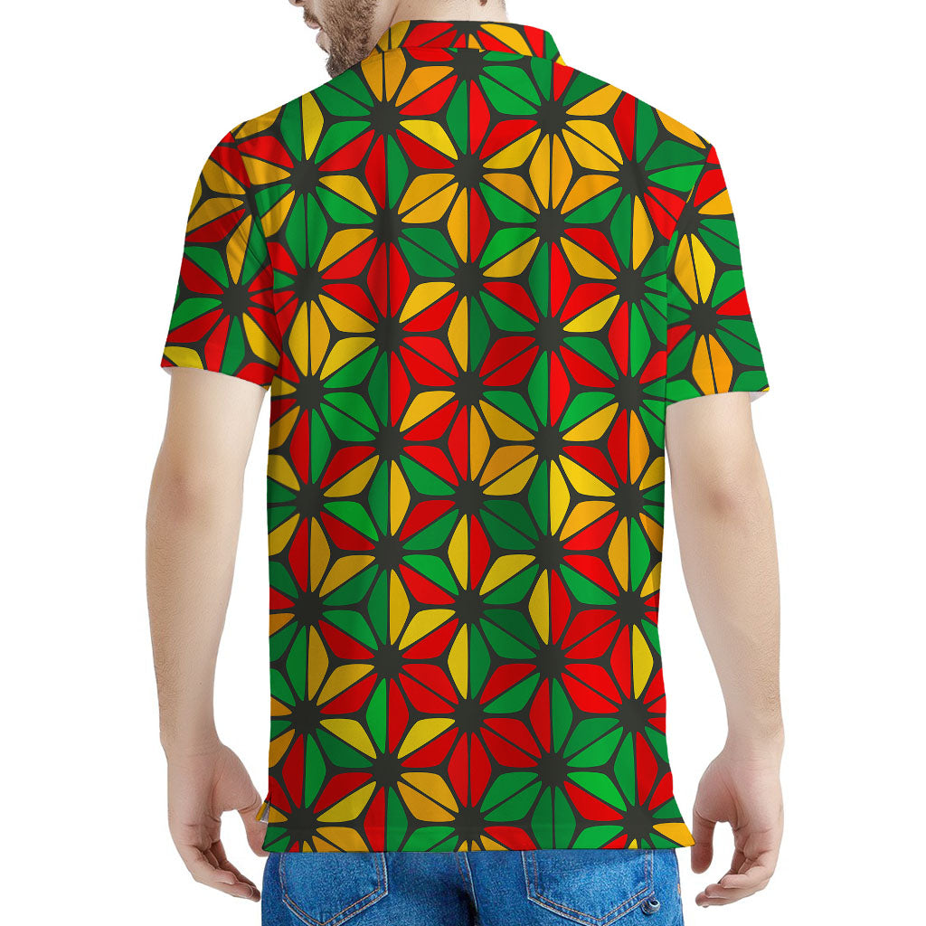 Geometric Reggae Pattern Print Men's Polo Shirt