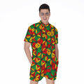 Geometric Reggae Pattern Print Men's Romper