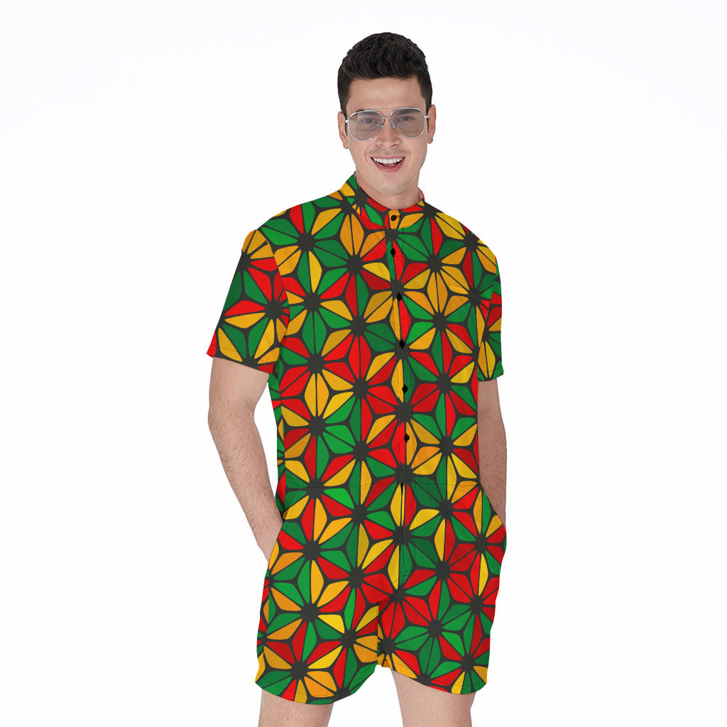 Geometric Reggae Pattern Print Men's Rompers