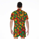 Geometric Reggae Pattern Print Men's Rompers