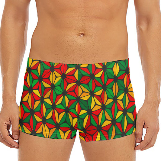 Geometric Reggae Pattern Print Men's Short Boxer Briefs