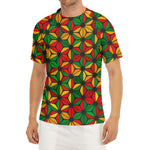 Geometric Reggae Pattern Print Men's Short Sleeve Rash Guard
